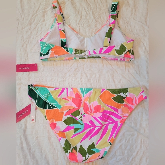NWT Xhilaration Ribbed Bikini | Multicolored Tropical Print | Size XL - Picture 5 of 11